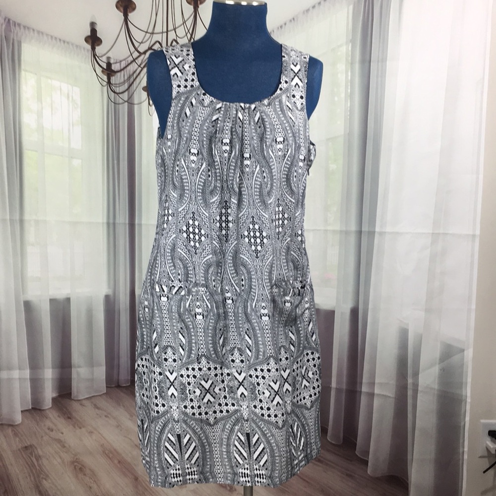 Desigual Black White Print Sleeveless Dress Size XL Y2K
